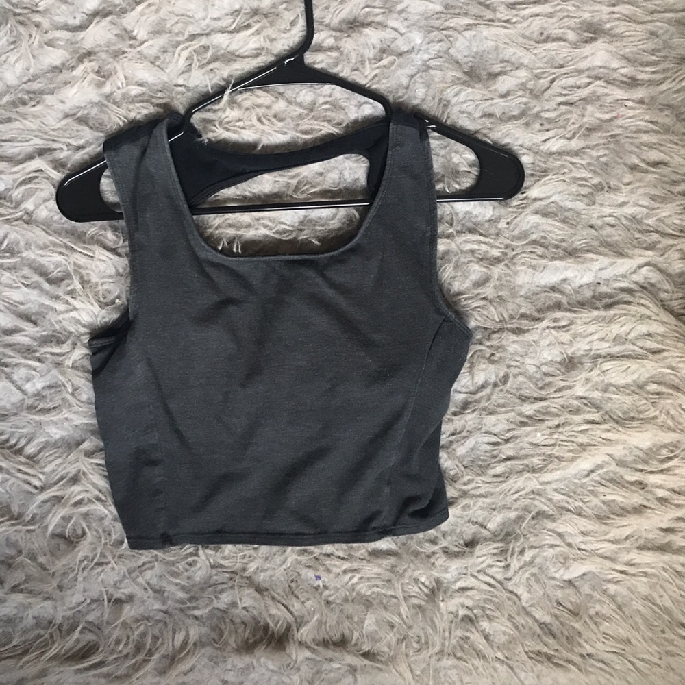 Charcoal grey crop top/sports bra